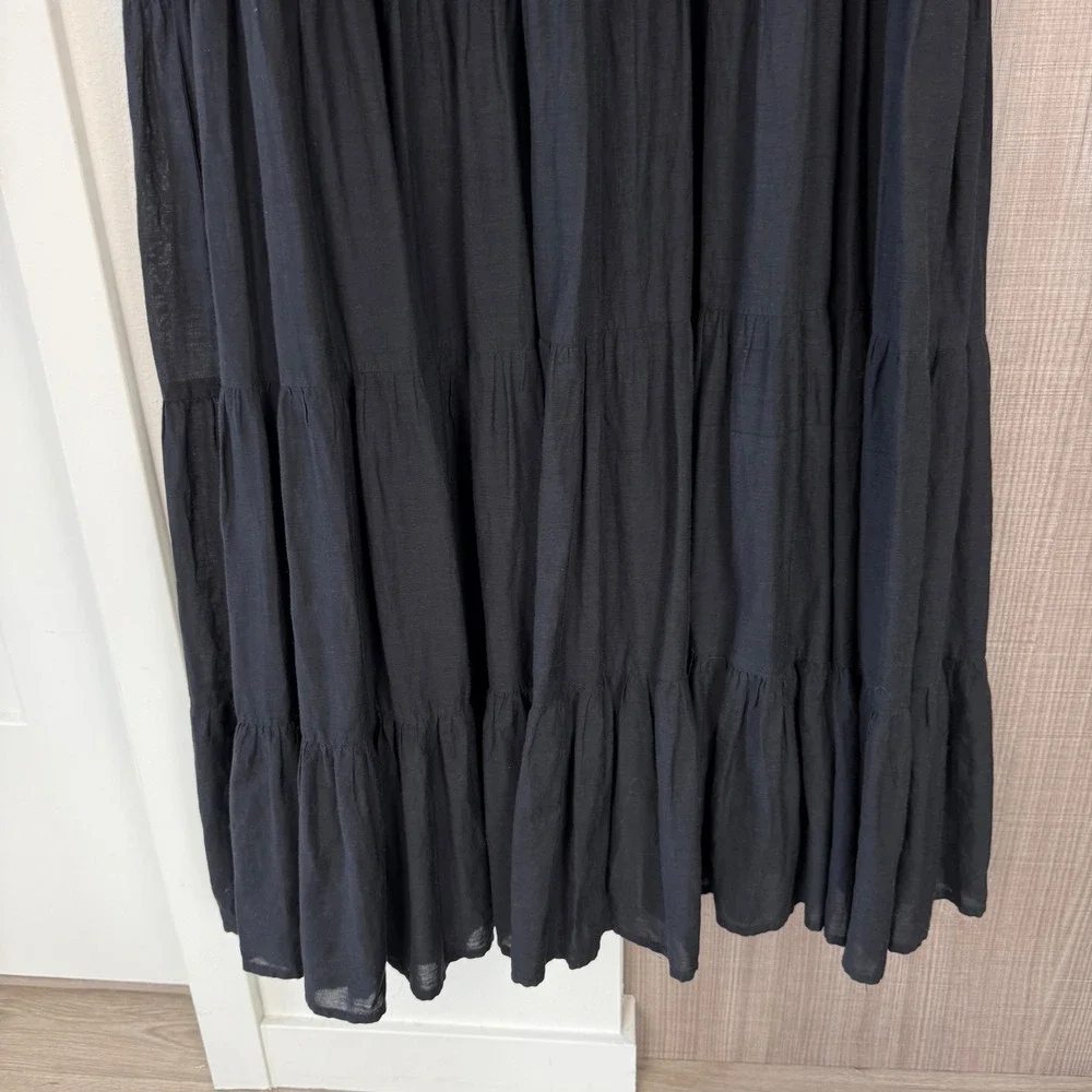 Anthropologie Samant Chauhan Black Jacaranda Tiered Maxi Dress Embroidered 8 - Picture 14 of 16
